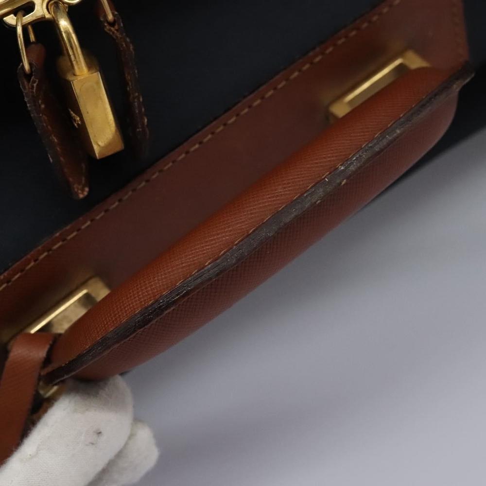 Burberrys Travel Case Boston Bag PVC Navy Brown Auth ti2922 - Picture 9 of 16